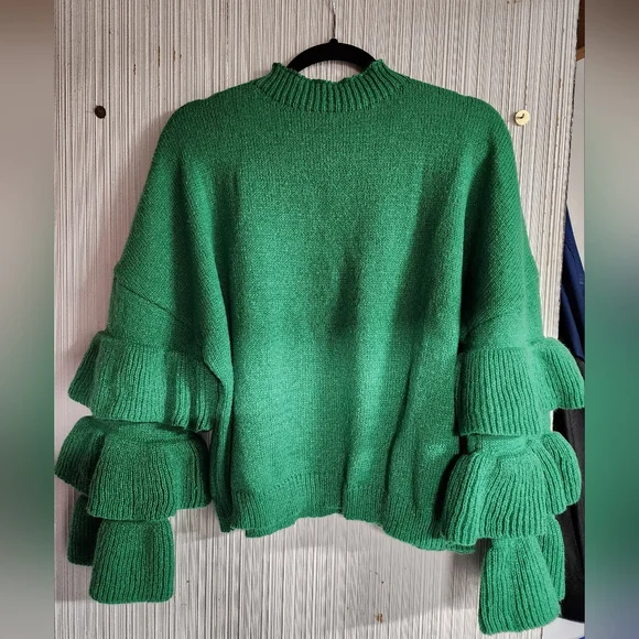 Green Bell Sleeve Sweater - Picture 3 of 3